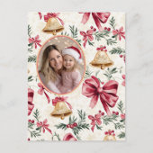 Rosa Bows Gold Bells Foto Postkarte (Vorderseite)