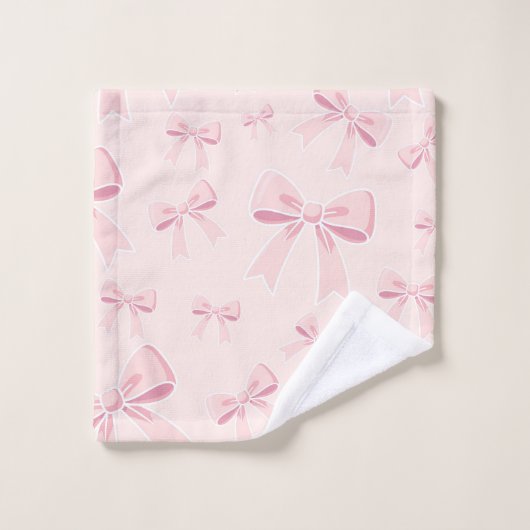 Rosa Bows Niedlich Coquette Hütte Chic Badhandtuch Set (Waschlappen)