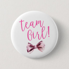 Rosa Bows Team Girl Gender Reveal Party Button