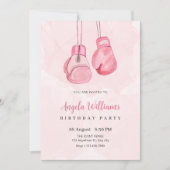 Rosa Boxhandschuhe Geburtstag Einladung (Vorderseite)