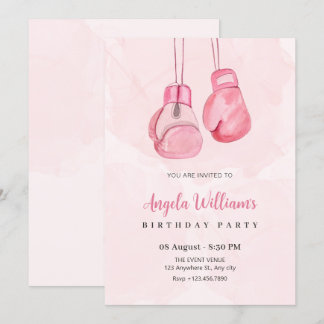 Rosa Boxhandschuhe Geburtstag Einladung