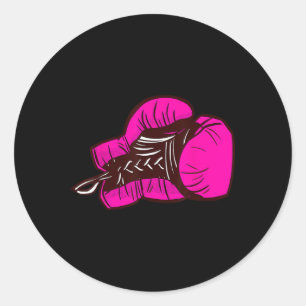 Rosa Boxhandschuhe I Boxing Girl Runder Aufkleber