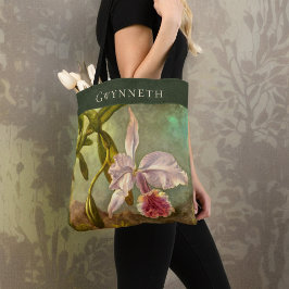 Rosa Brasilianische Kattelya Orchid mit Name Monog Tasche