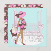 Rosa Braun Aquamarin Blue Baby Dusche Einladungen (Vorne/Hinten)