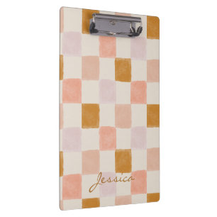 Rosa Braun Beige Geometrisch Personalisiertes Klem Klemmbrett