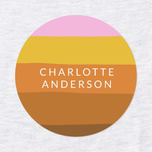 Rosa braun Breite Abstrakte Streifen Personalisier Etiketten (Design 1)