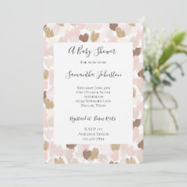 Rosa Braun Creme Herzen Baby Shower Einladung