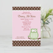 Rosa & Braun Dot Kinderdusche Einladung (Stehend Vorderseite)