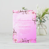 Rosa/Braun Frangipani Quinceañera Birthday Einladu Einladung (Stehend Vorderseite)