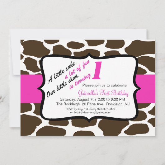 Rosa & Braun Giraffe Girls Einladung zum ersten Ge (Vorderseite)