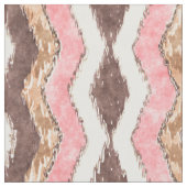 Rosa Braun Ikat Zigzag Mosaikmuster Stoff (Nahaufnahme)