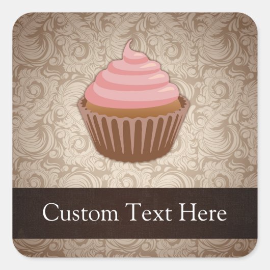 Rosa/braun Quadratischer Aufkleber (Vorderseite)