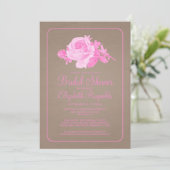 Rosa Braun Rustikale Blumendusche Einladungen (Stehend Vorderseite)