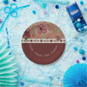 Rosa Braun und hellgrüne Moderne Pappteller (Party)