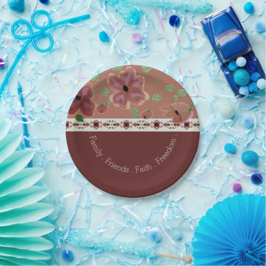 Rosa Braun und hellgrüne Moderne Pappteller (Party)