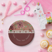 Rosa Braun und hellgrüne Moderne Pappteller (Party)