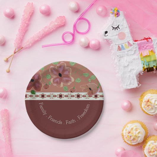 Rosa Braun und hellgrüne Moderne Pappteller (Party)