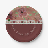 Rosa Braun und hellgrüne Moderne Pappteller (Vorderseite)