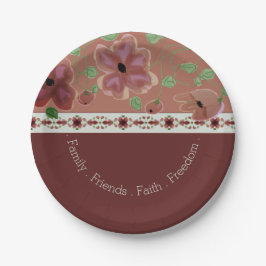 Rosa Braun und hellgrüne Moderne Pappteller