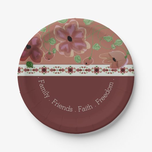 Rosa Braun und hellgrüne Moderne Pappteller (Vorderseite)