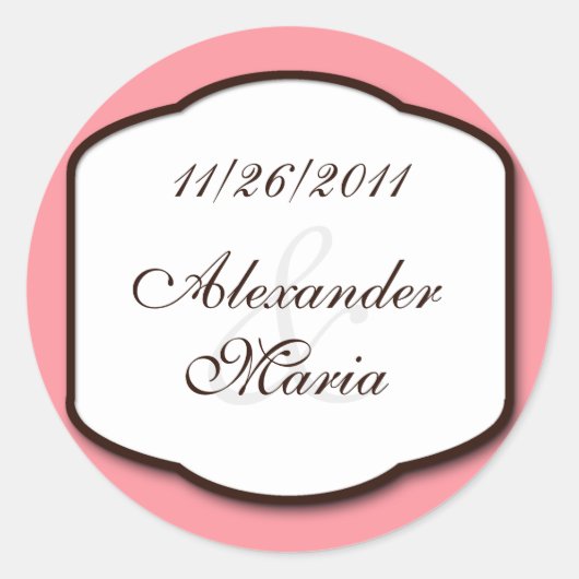 Rosa Braun- und Weiß-Hochzeitsstipps - Umschlag Au Runder Aufkleber (Vorderseite)