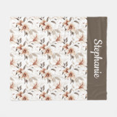 Rosa Braune Aquarell-Wildblumen-Name Fleecedecke (Vorderseite (Horizontal))