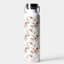 Rosa braune Aquarell-Wildblumen-Wasserflasche