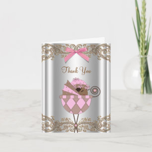 Rosa braune Babyshower-Dankeskarten Dankeskarte