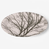 Rosa-braune Baumzweige Pappteller (Schrägansicht)