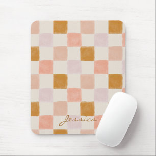 Rosa Braune Beige Geometrisches Muster Stylisch Mousepad
