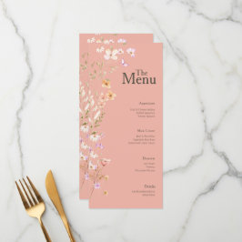 Rosa braune Blume im Menü für Hochzeiten Menükarte
