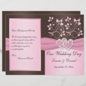 Rosa, braune Blüte, Herz-Hochzeitsprogramm (Vorne/Hinten)