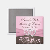Rosa, braune Blüte, Herz Save the Date Hochzeit Magnet (Vorderseite/Rückseite)