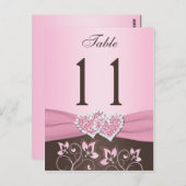 Rosa, braune Blüte, Herz-Tischnummer Postkarte (Vorne/Hinten)