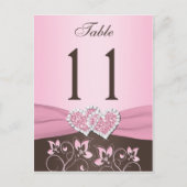 Rosa, braune Blüte, Herz-Tischnummer Postkarte (Vorderseite)