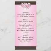 Rosa, braune Blüte, Herzkarte Menükarte (Rückseite)