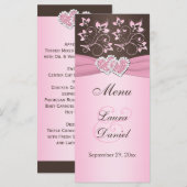 Rosa, braune Blüte, Herzkarte Menükarte (Vorne/Hinten)