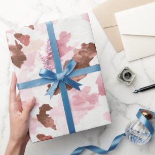 Rosa braune Cowgirl-Kuh-Druck Tier-Junggesellinnen Geschenkpapier