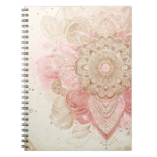 Rosa Braune Creme Mandala Bohemian Boho Mode Notizblock