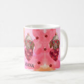 Rosa braune Dackel Valentinstag Kaffeetasse (VorderseiteRechts)