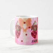 Rosa braune Dackel Valentinstag Kaffeetasse (Vorderseite Links)