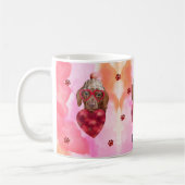 Rosa braune Dackel Valentinstag Kaffeetasse (Links)