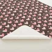 Rosa braune Herzen   Sherpadecke (3/4)