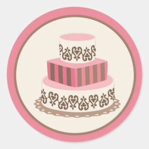 Rosa/braune Hochzeitstorte Umschlag Aufkleber