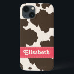 Rosa braune Kuh Case-Mate iPhone Hülle<br><div class="desc">Wenn Sie braune und weiße Kuhdrucke und Kuhflecken Liebe geben,  werden Sie dieses niedliche,  gürtelige und trendige braune und cremefarbene Cowhid-Design mit einem stinkfarbenen rosa Band-Look drucken,  der mit Ihrem Namen personalisiert werden kann. Artwork © Chrissy H. Studios,  LLC. Alle Rechte vorbehalten.</div>
