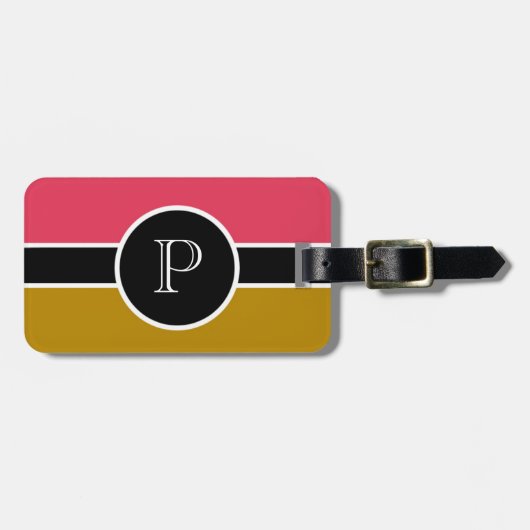 Rosa braune Monogramm Erstmalige Moderne Chic Trav Gepäckanhänger (Vorderseite horizontal)