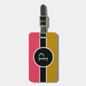 Rosa braune Monogramm Erstmalige Moderne Chic Trav Gepäckanhänger (Vorderseite vertikal)