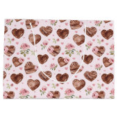 Rosa Braune Rose Blumenstrauß Brautparty Große Geschenktüte (Rückseite)