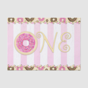 Rosa braune Streusel-Donuts EIN 1. Geburtstagsfeie Seidenpapier