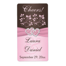 Rosa, braune Weinflasche